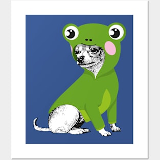 Funny Chihuahua dressed as frog Posters and Art